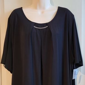 Catherine's Black Plus Size 2X stretch Formal or Casual Top metal bar